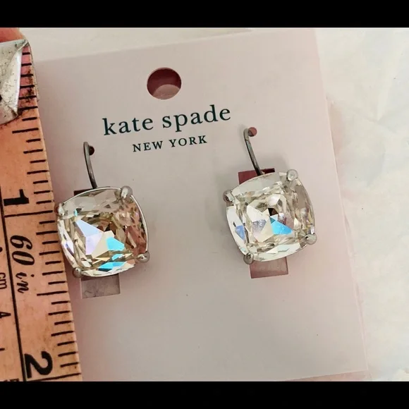 Kate Spade ♠️ Square Crystal Leverback Earrings - Picture 2 of 3